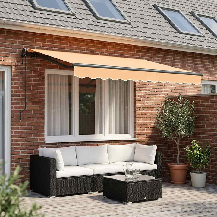Utdragbar Markis Sand 300 X 250 Cm Duk Och Aluminium