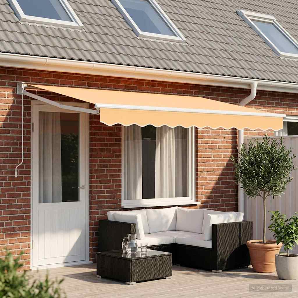 Utdragbar Markis Sand 4,5 × 3 M 100% Polyester Och Aluminium
