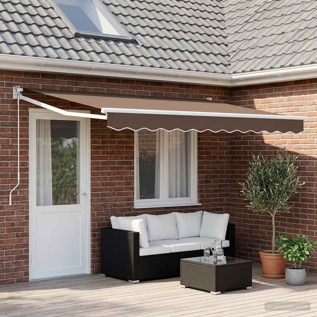 Utdragbar Markis Taupe 4 X 2 M 100% Polyester Och Aluminium
