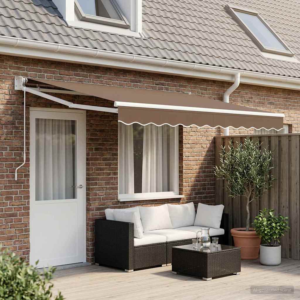 Utdragbar Markis Taupe 4 × 3 M Polyester Och Metall