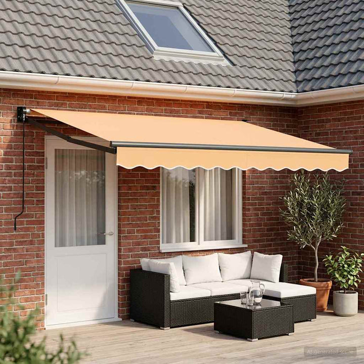 Utdragbar Markis Sand 5 X 3 M 100% Polyester Och Aluminium