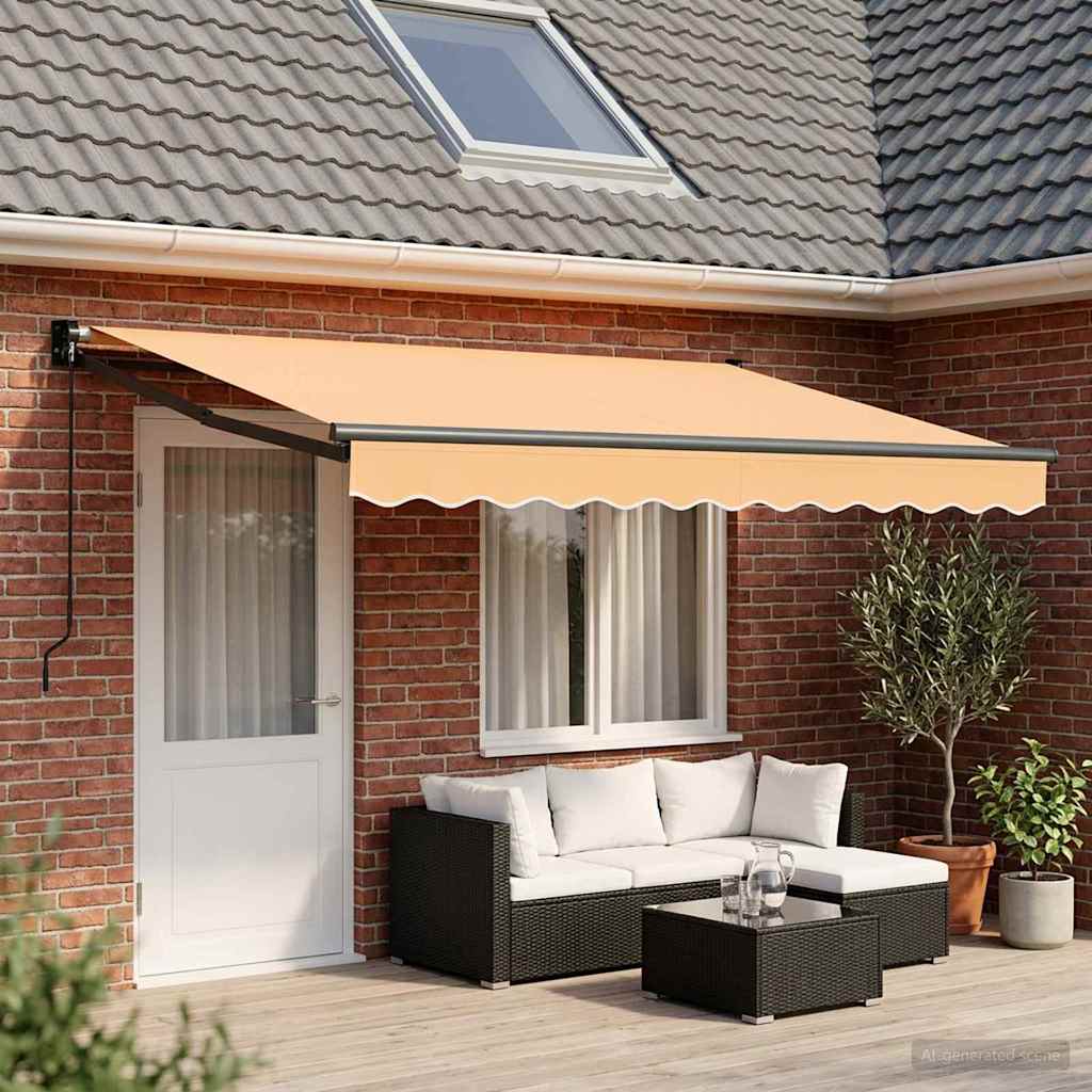 Utdragbar Markis Sand 4 × 3 M 100% Polyester Och Aluminium