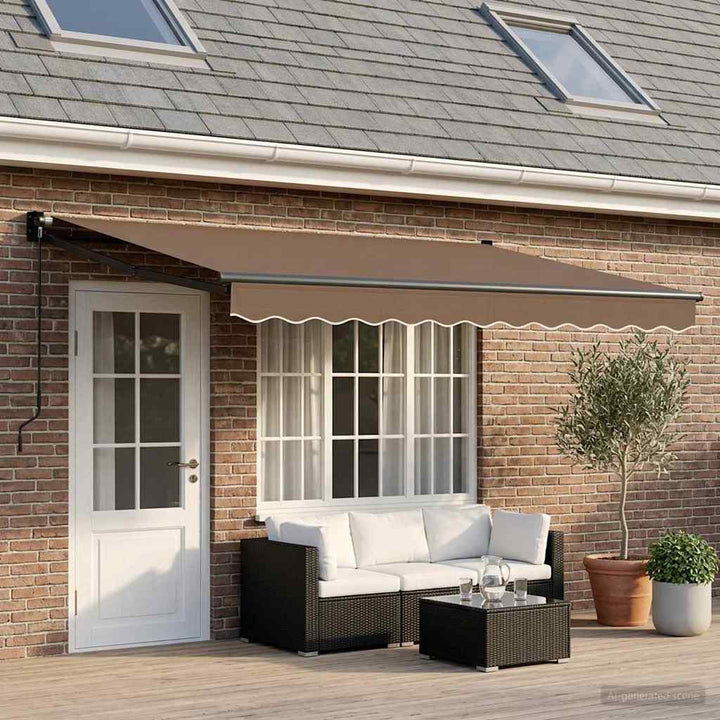 Utdragbar Markis Taupe 4 × 3 M 100% Polyester Och Aluminium