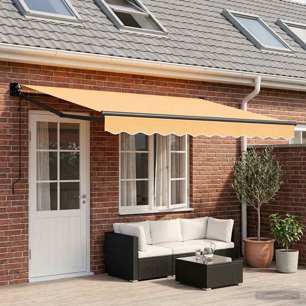 Utdragbar Markis Sand 5 X 3 M Polyester Och Metall