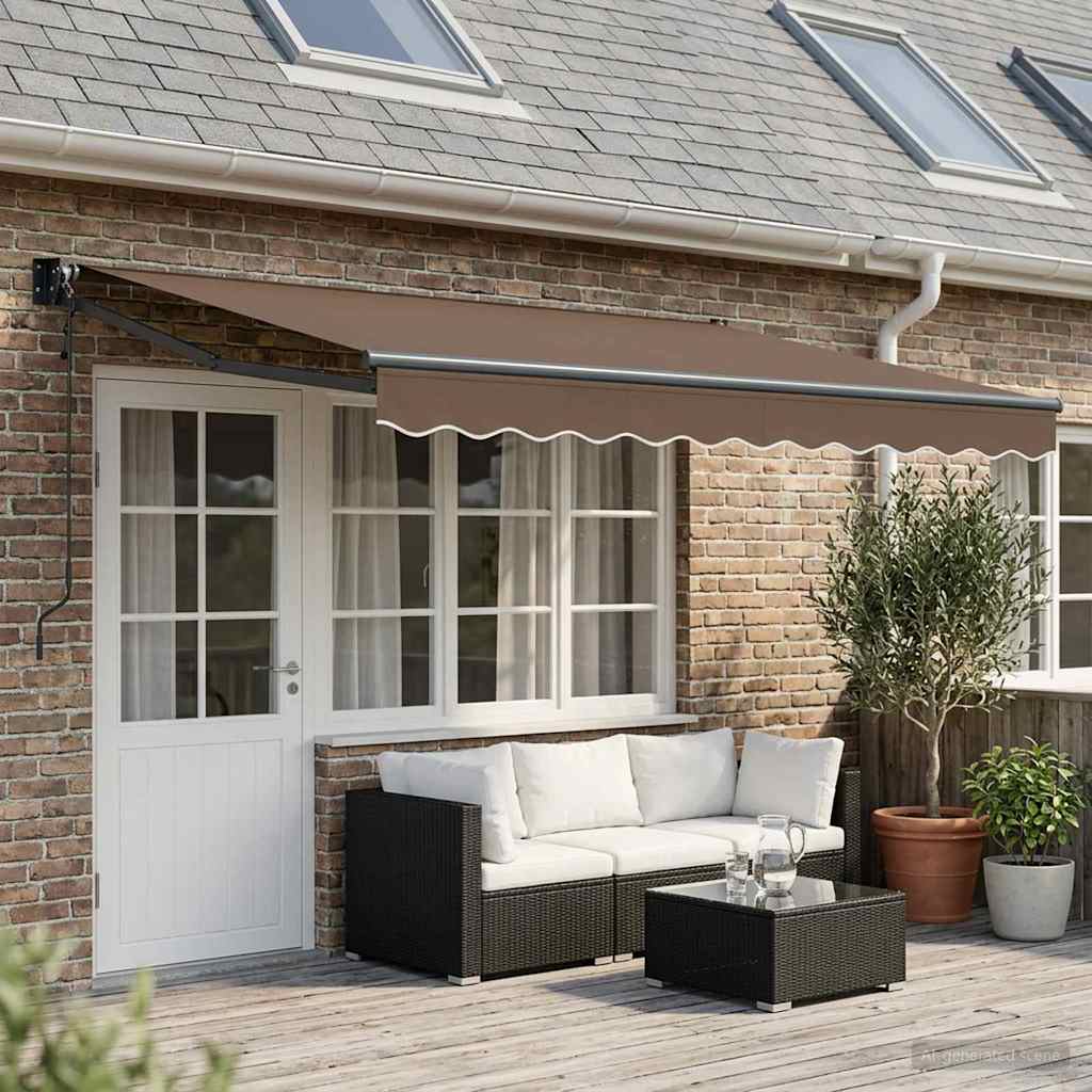 Utdragbar Markis Taupe 4 × 3 M Polyester Och Metall