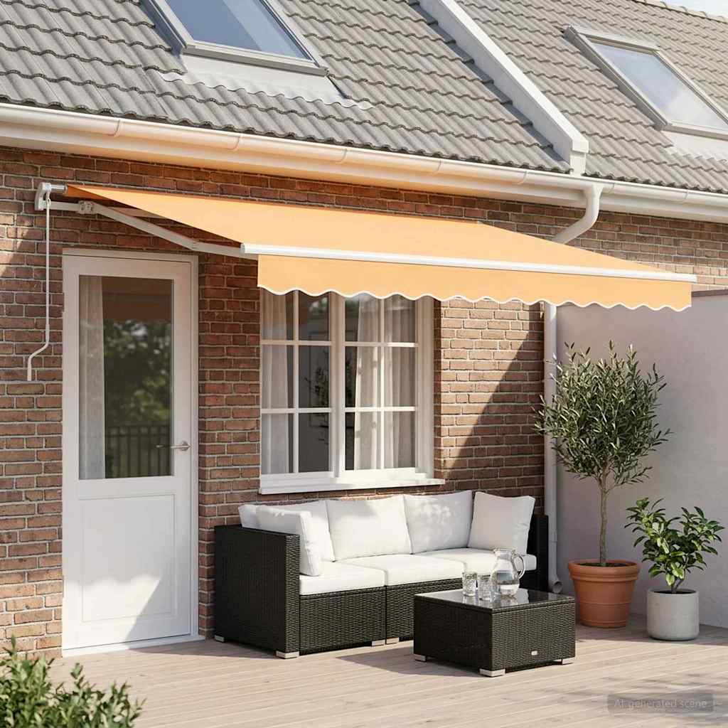 Utdragbar Markis Sand 450 × 350 Cm Polyester Och Aluminium