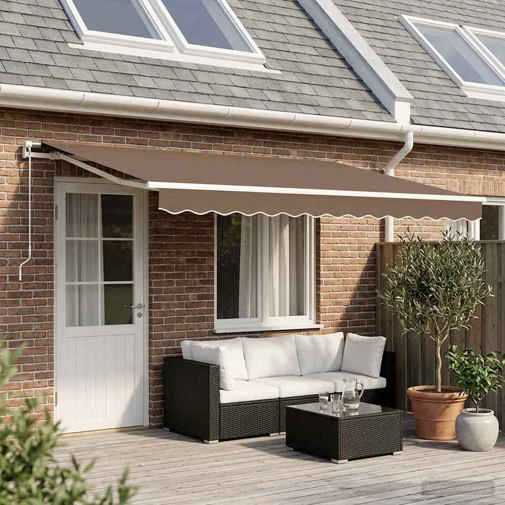 Utdragbar Markis Taupe 500 × 300 Cm Polyester Och Aluminium