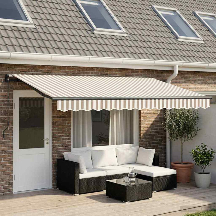 Utdragbar Markis Ljusgrå Och Vit. 400 × 300 Cm