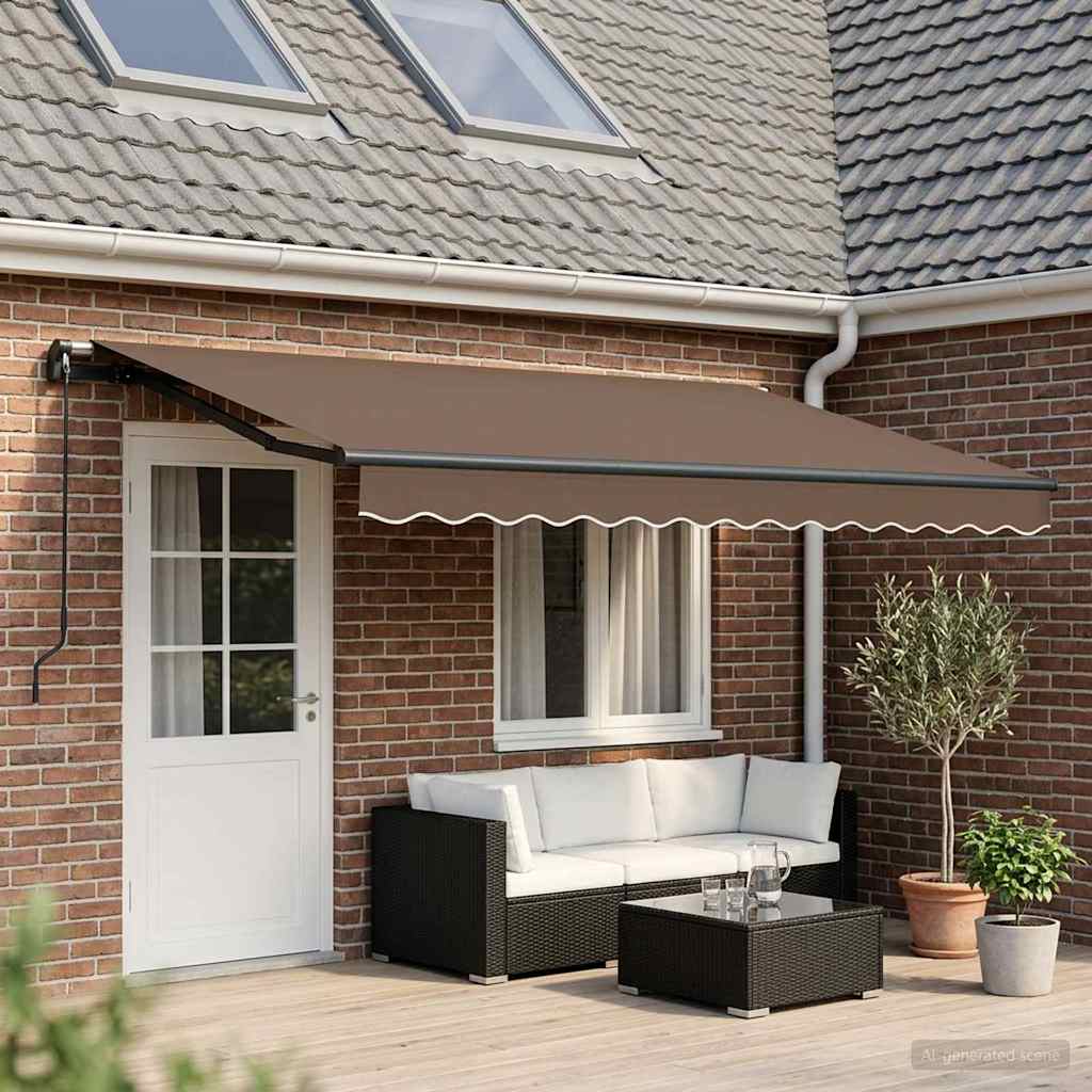 Utdragbar Markis Taupe 400 × 350 Cm Polyester Och Aluminium