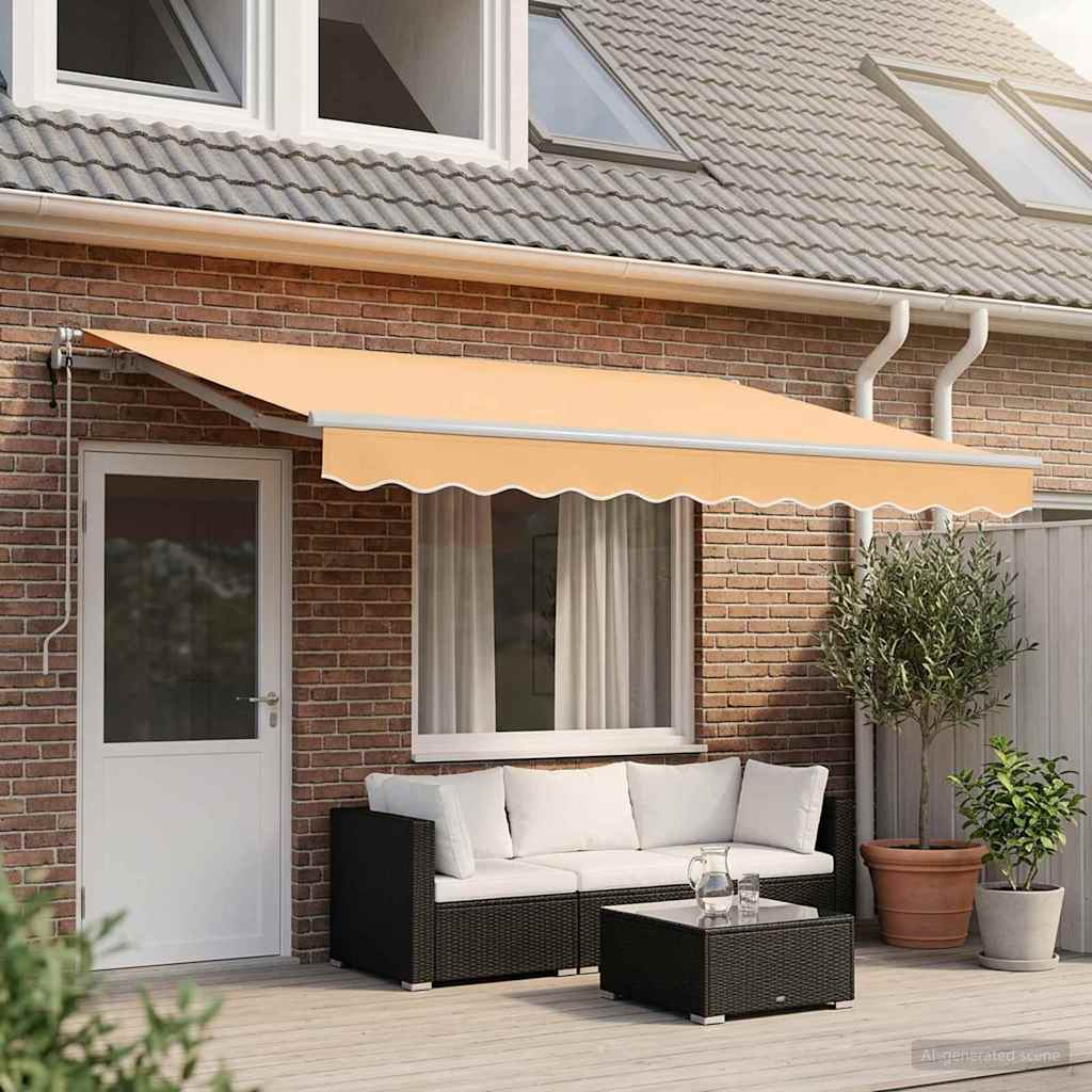 Utdragbar Markis Sand 600 × 300 Cm Duk Och Aluminium