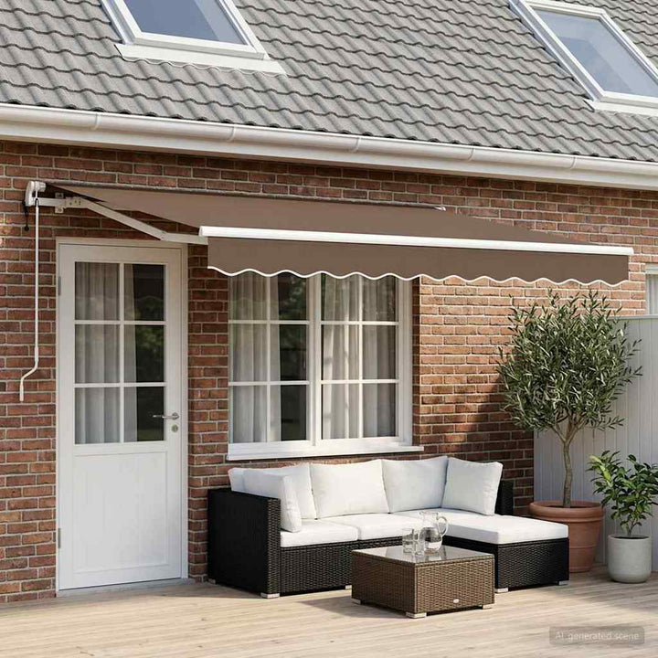 Utdragbar Markis Taupe 500 × 300 Cm Duk Och Aluminium