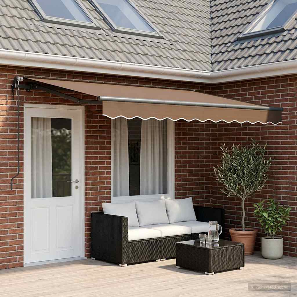 Utdragbar Markis Taupe 450 × 300 Cm Duk Och Aluminium