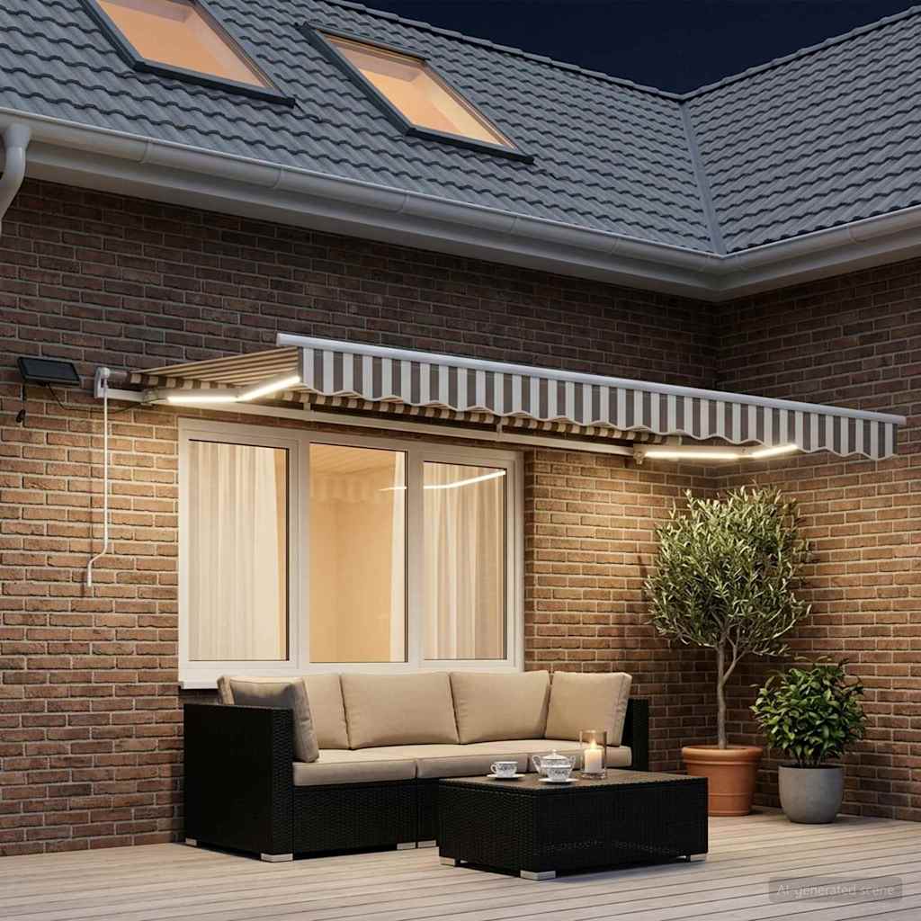 Utdragbar Markis Ljusgrå Och Vit. 300 X 250 Cm