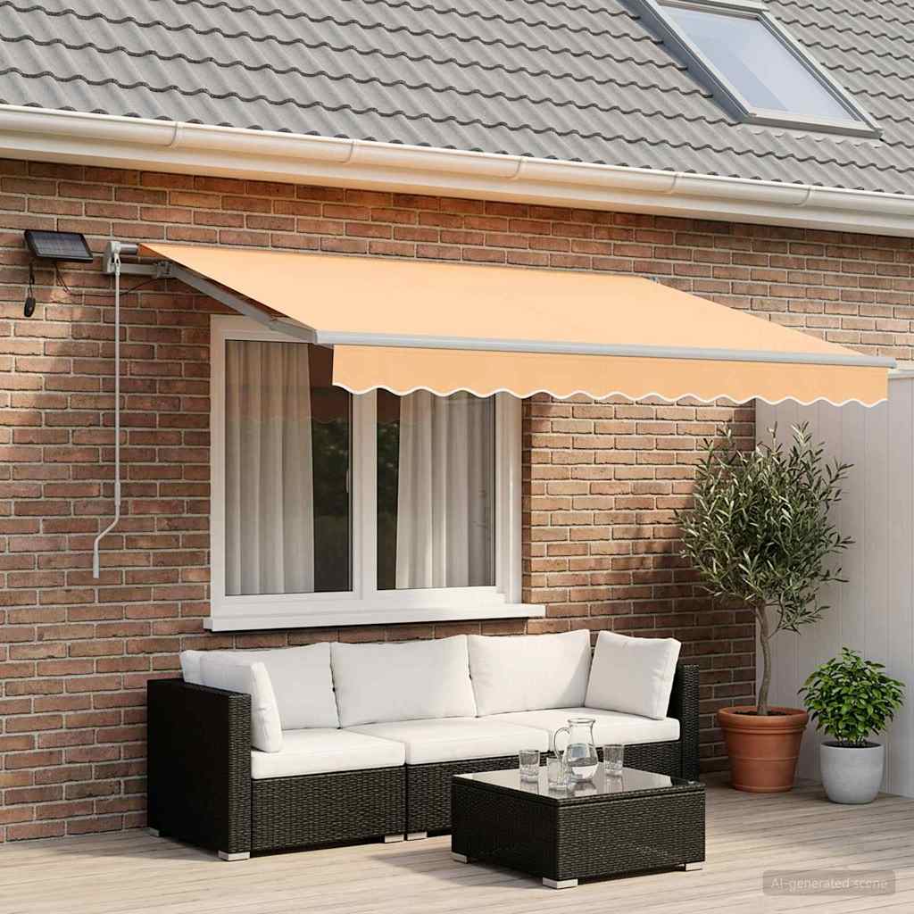 Utdragbar Markis Sand 350 X 250 Cm Duk Och Aluminium