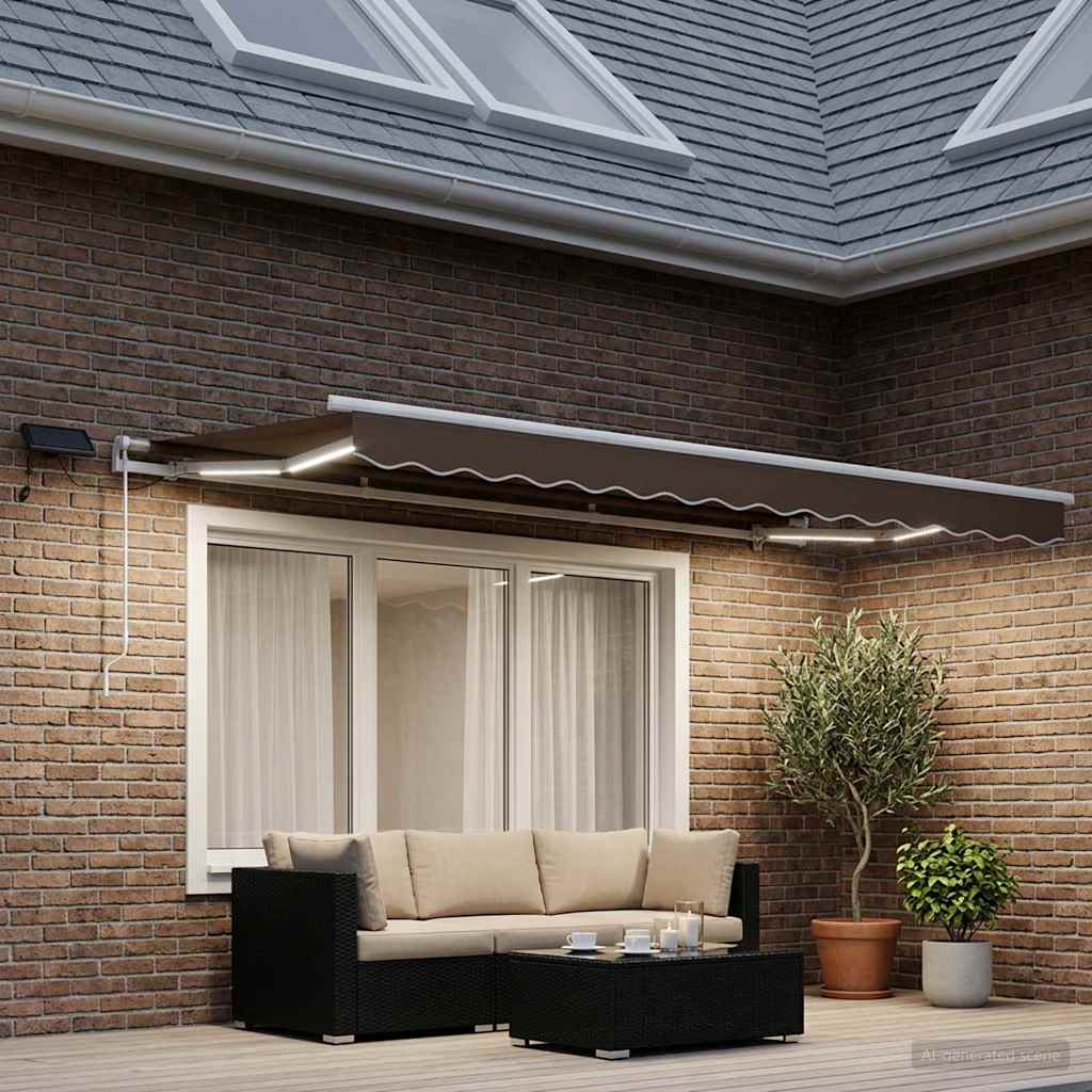 Utdragbar Markis Taupe 350 X 250 Cm Duk Och Aluminium