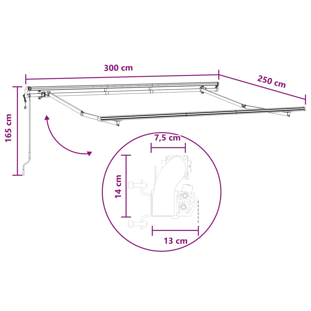 Utdragbar Markis Taupe 300 X 250 Cm Duk Och Aluminium