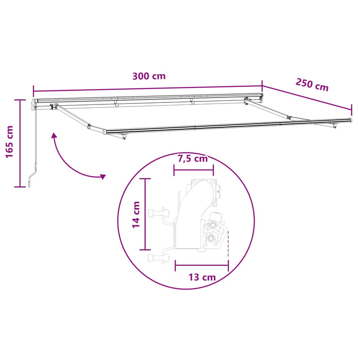 Utdragbar Markis Sand 300 X 250 Cm Polyester Och Aluminium