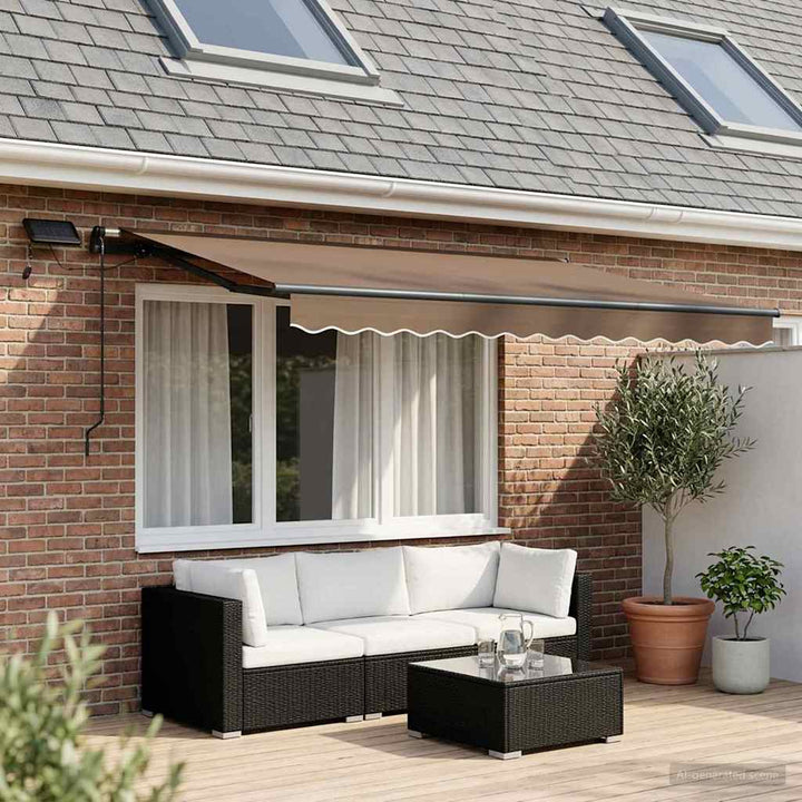 Utdragbar Markis Taupe 300 X 250 Cm Duk Och Aluminium