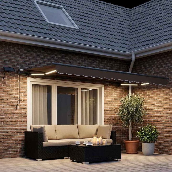 Utdragbar Markis Taupe 300 X 250 Cm Duk Och Aluminium