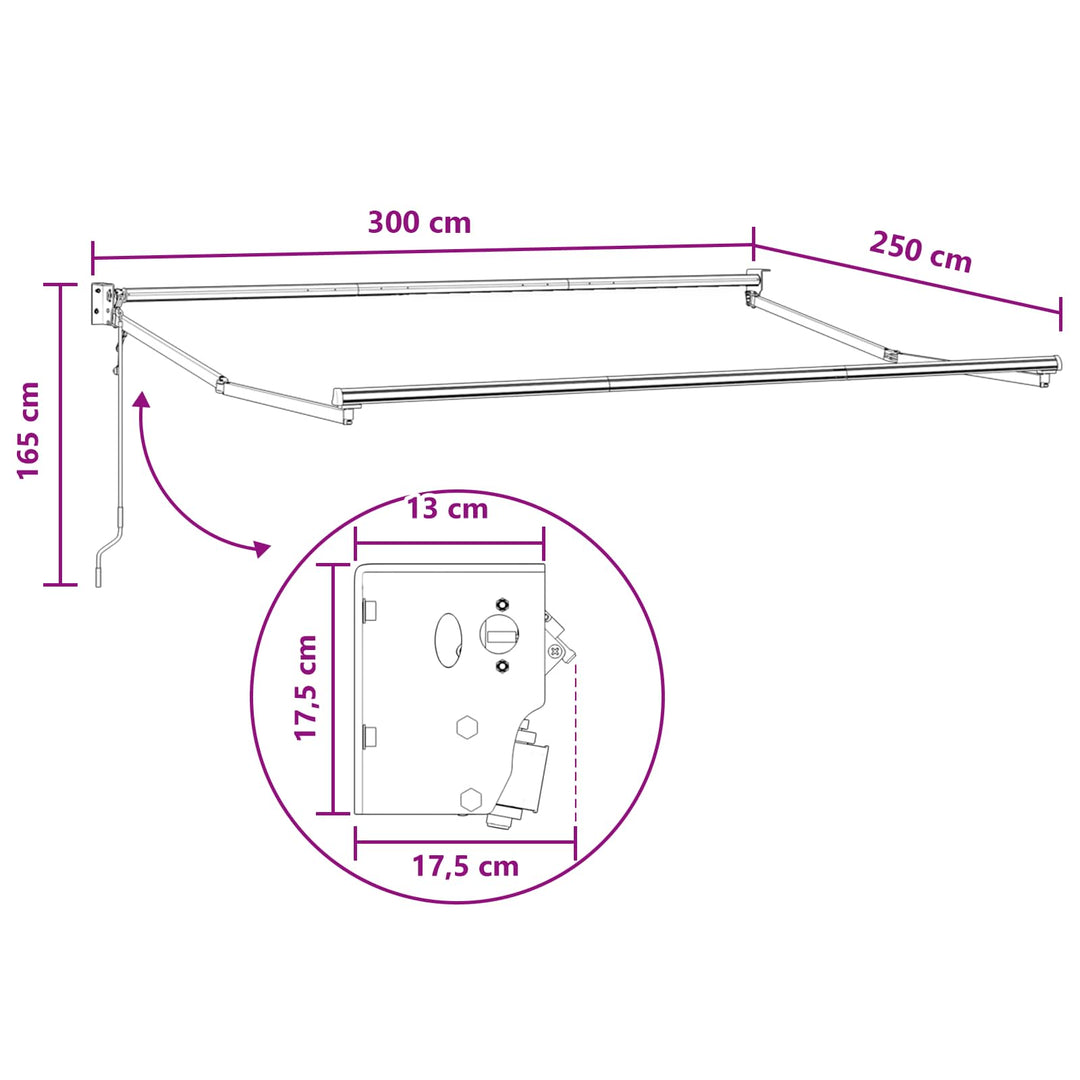 Utdragbar Markis Ljusgrå Och Vit. 3 X 2,5 M