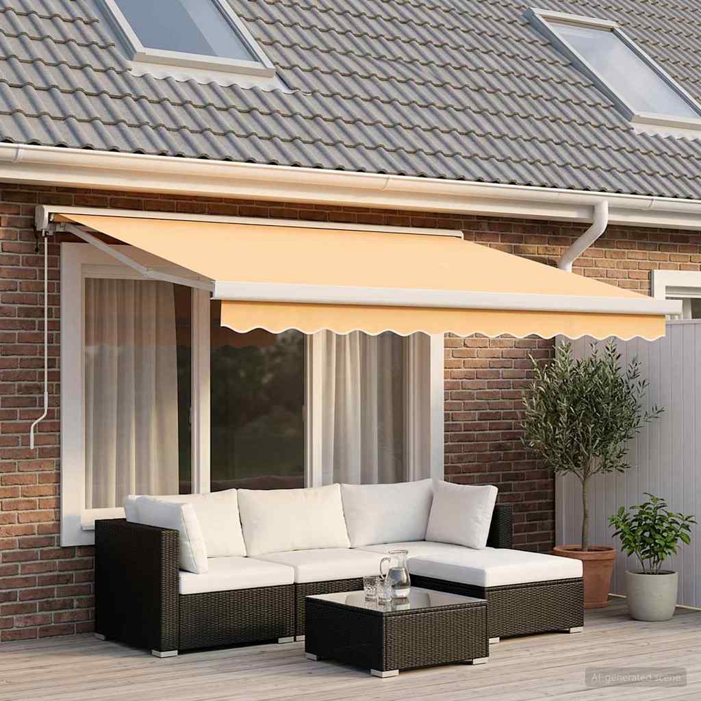 Utdragbar Markis Sand 300 X 250 Cm Tyg Och Metall