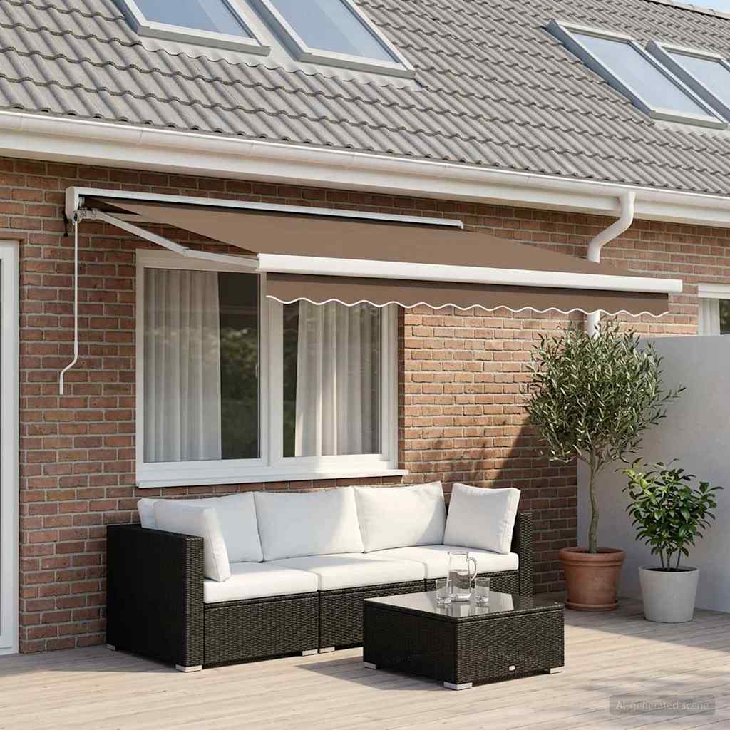 Utdragbar Markis Taupe 300 X 250 Cm Tyg Och Metall