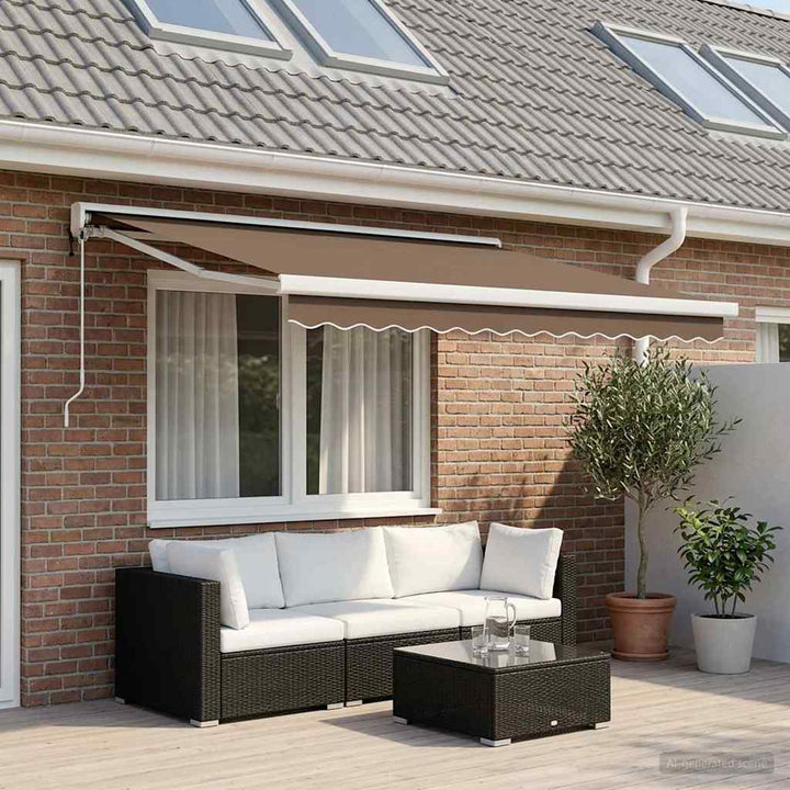 Utdragbar Markis Taupe 300 X 250 Cm Tyg Och Metall