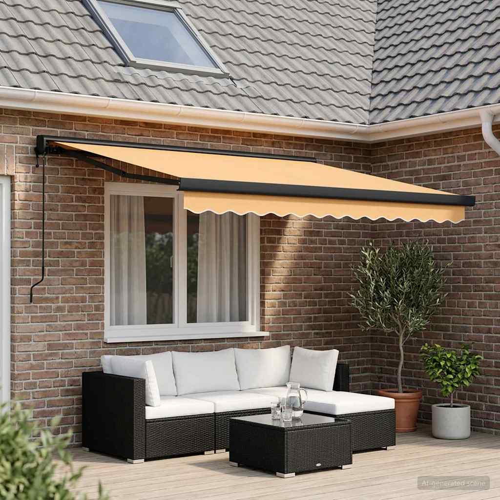 Utdragbar Markis Sand 300 X 250 Cm Tyg Och Metall