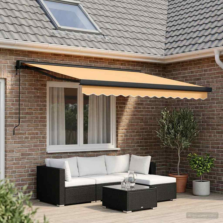 Utdragbar Markis Sand 300 X 250 Cm Tyg Och Metall