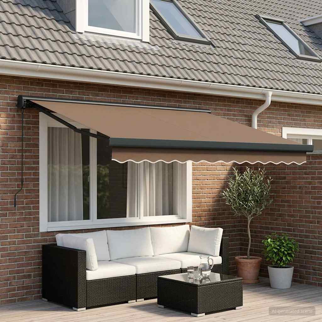 Utdragbar Markis Taupe 300 X 250 Cm Tyg Och Metall