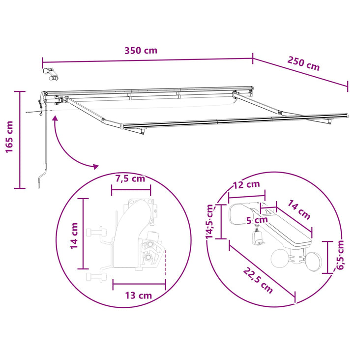 Utdragbar Markis Ljusgrå Och Vit. 350 X 250 Cm Polyester