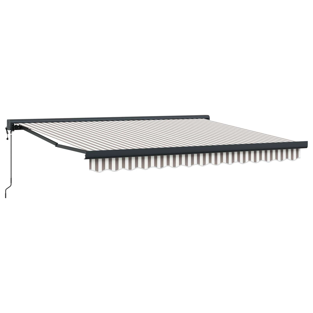 Utdragbar Markis Ljusgrå Och Vit. 350 X 250 Cm Tyg Och Metall