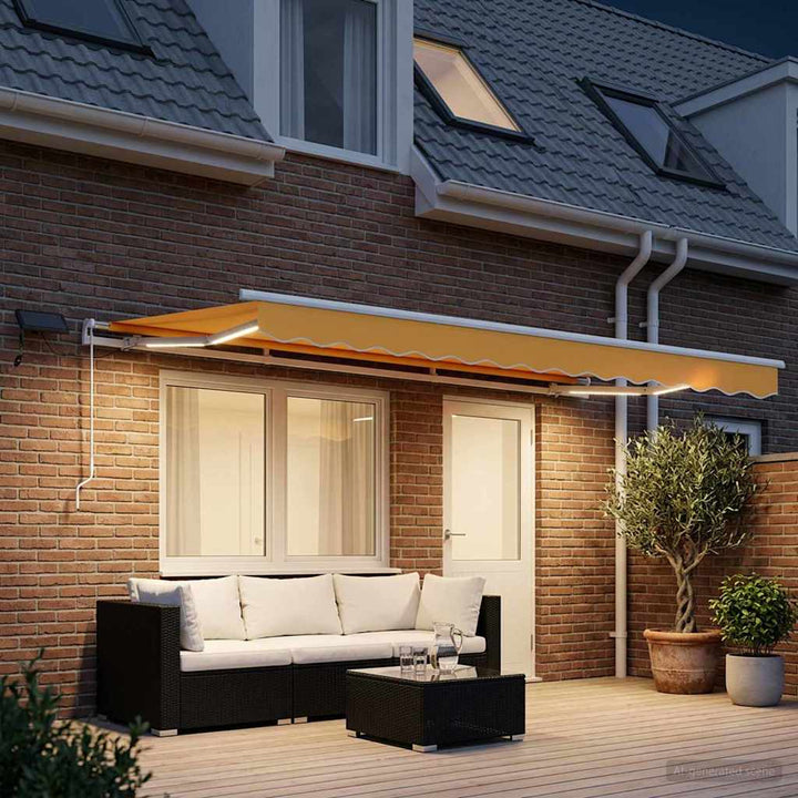 Utdragbar Markis Sand 500 × 300 Cm Duk Och Aluminium