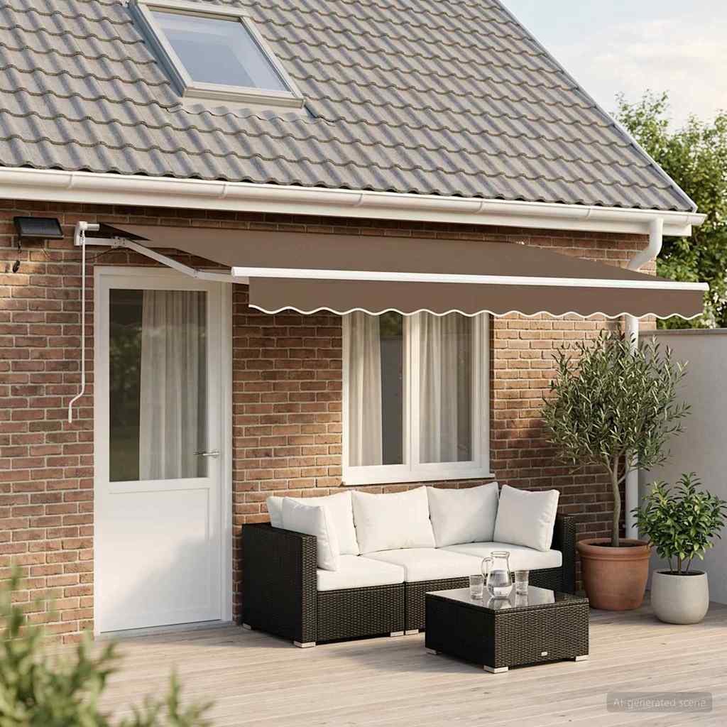 Utdragbar Markis Taupe 600 × 300 Cm Duk Och Aluminium