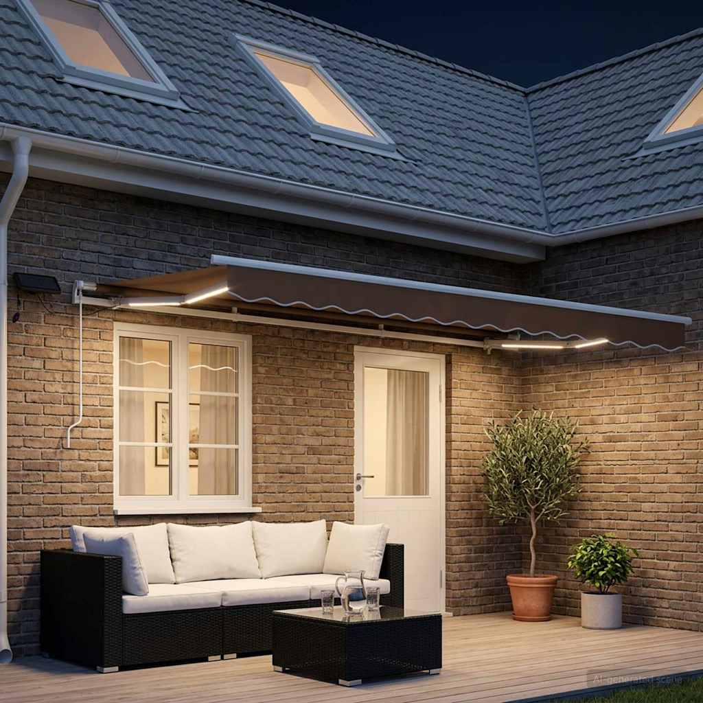 Utdragbar Markis Taupe 450 × 300 Cm Duk Och Aluminium