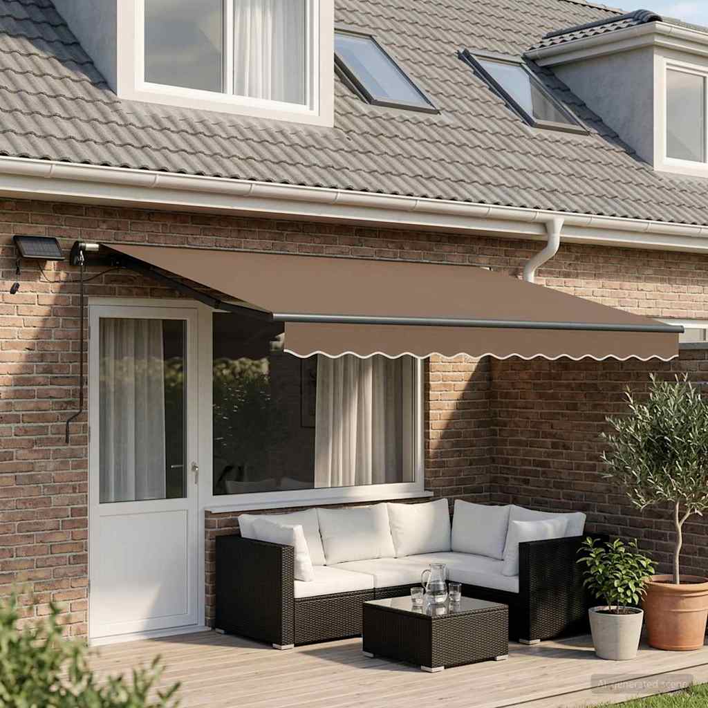 Utdragbar Markis Taupe 500 × 300 Cm Duk Och Aluminium