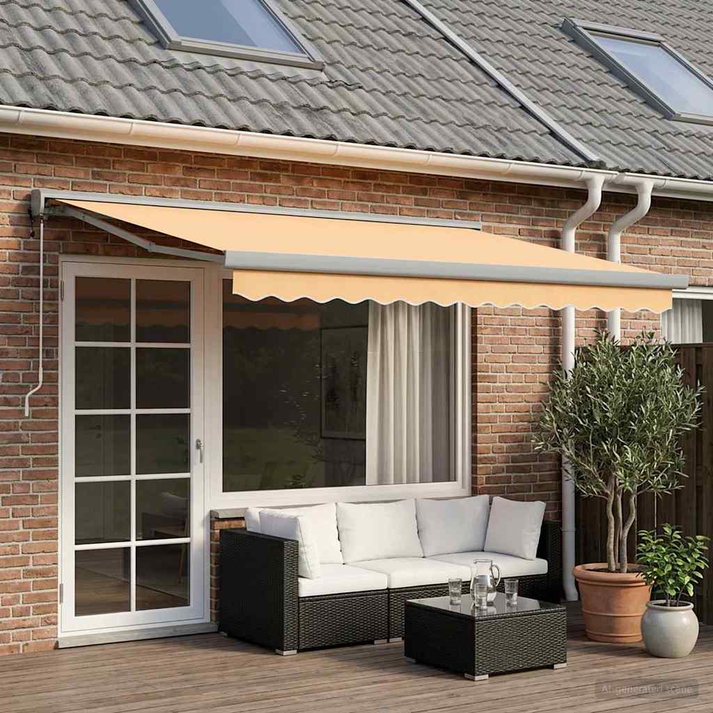 Utdragbar Markis Sand 500 × 300 Cm Tyg Och Metall