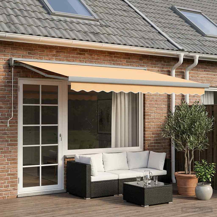 Utdragbar Markis Sand 450 × 300 Cm Tyg Och Metall