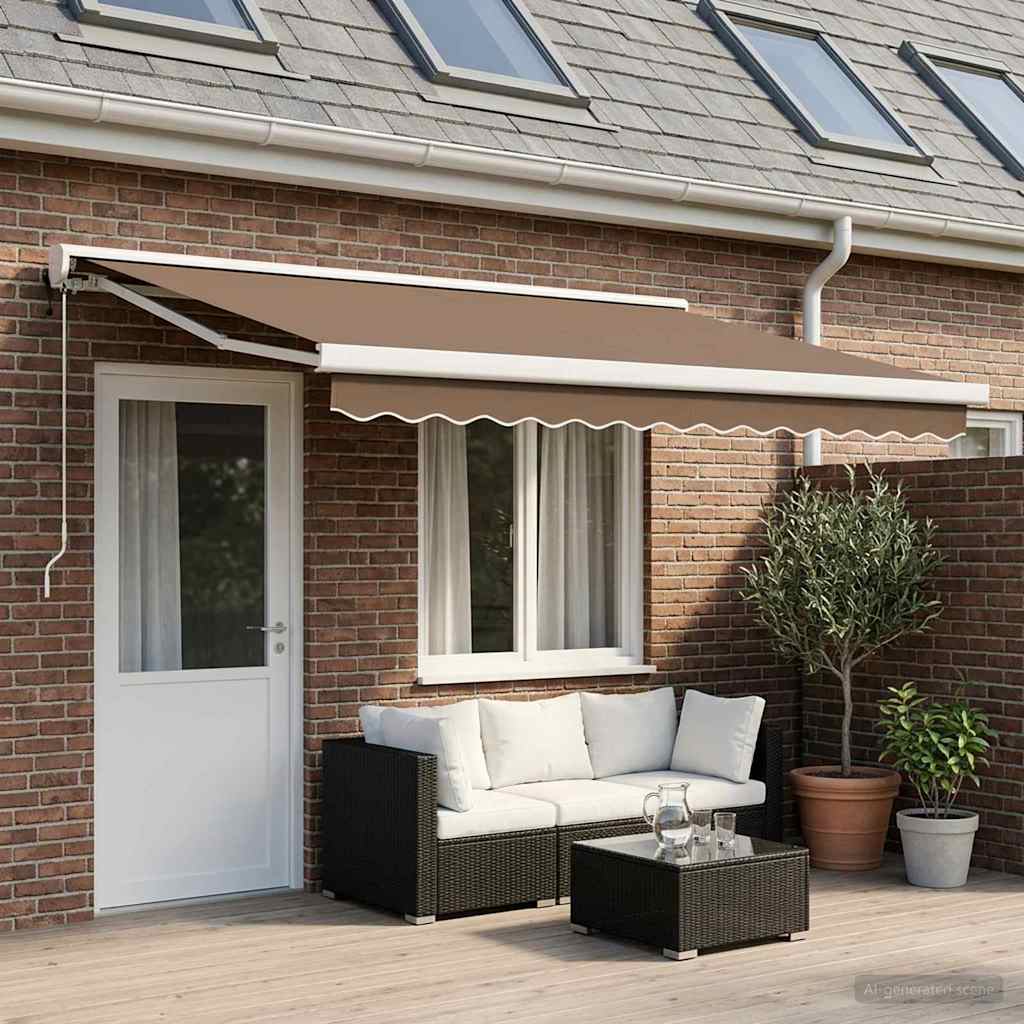 Utdragbar Markis Taupe 500 × 300 Cm Tyg Och Metall