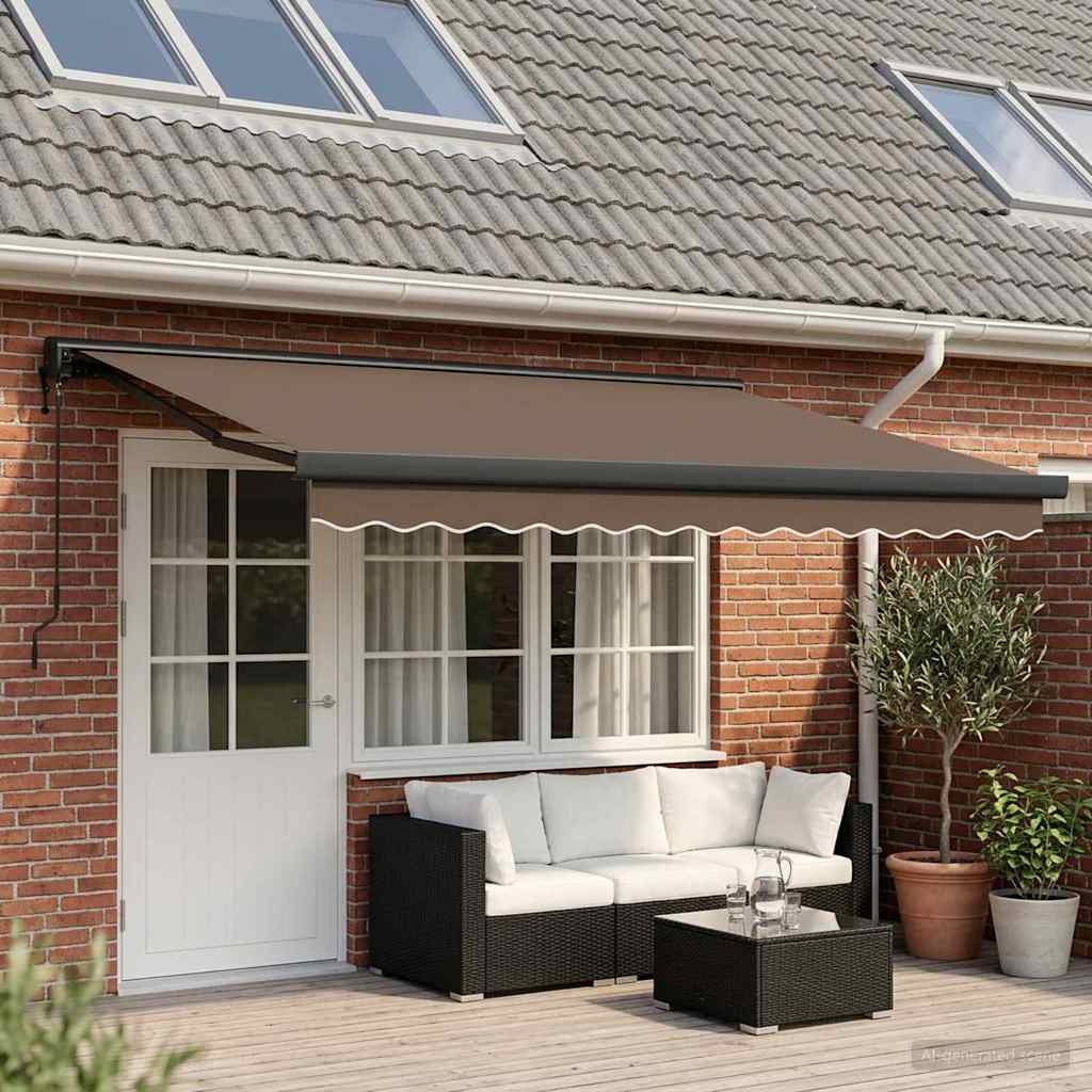 Utdragbar Markis Taupe 500 × 300 Cm Tyg Och Metall