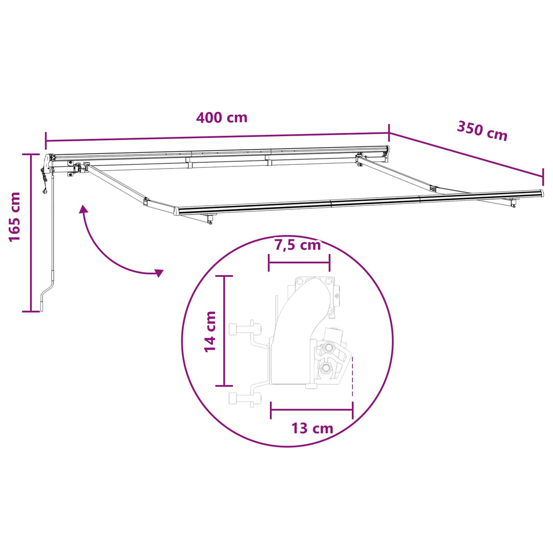 Utdragbar Markis Taupe 400 × 350 Cm Duk Och Aluminium