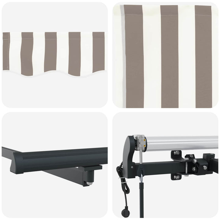 Utdragbar Markis Ljusgrå Och Vit. 400 × 350 Cm Polyester