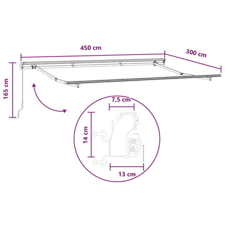 Utdragbar Markis Ljusgrå Och Vit. 4,5 × 3 M