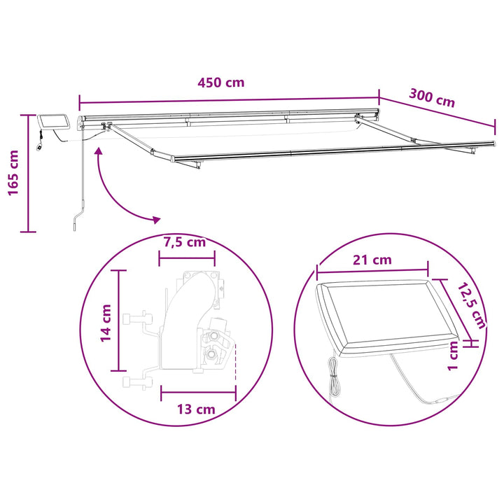 Utdragbar Markis Ljusgrå Och Vit. 450 × 300 Cm