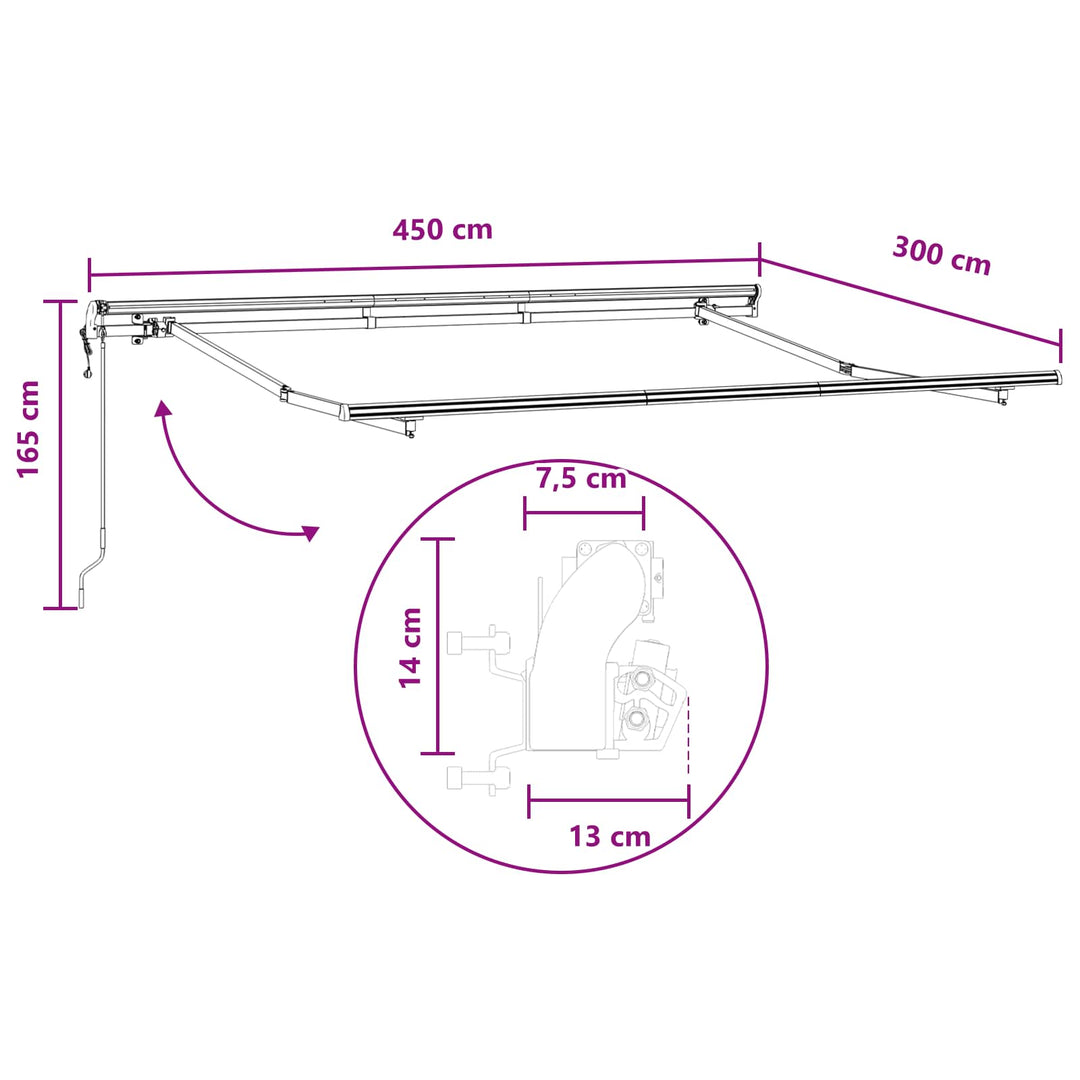 Utdragbar Markis Ljusgrå Och Vit. 450 × 300 Cm