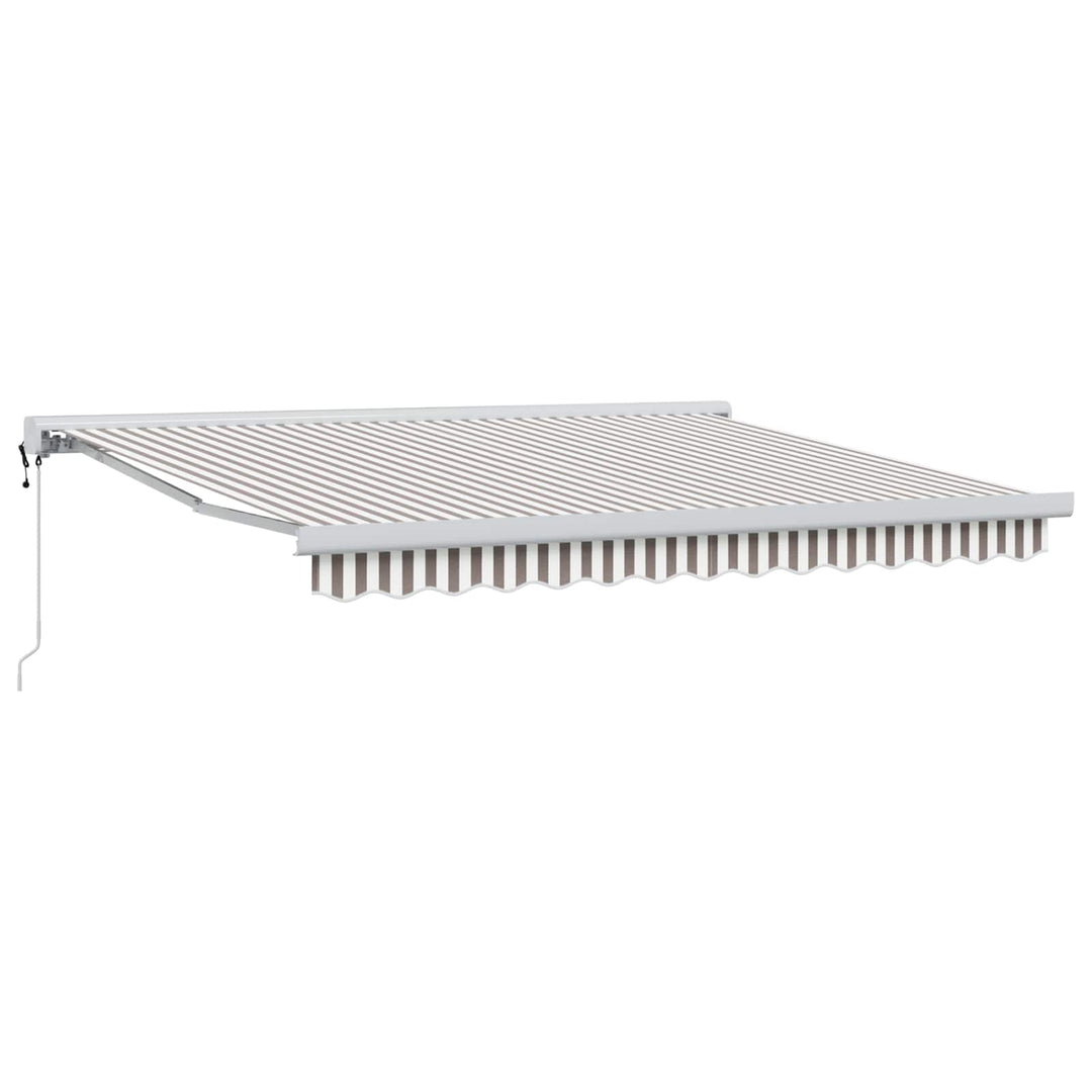 Utdragbar Markis Ljusgrå Och Vit. 450 × 300 Cm Tyg Och Metall