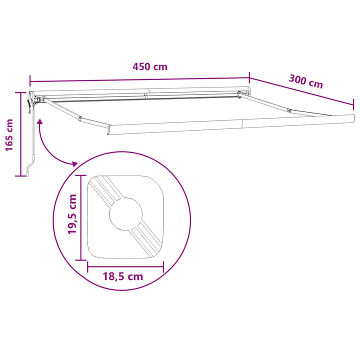 Utdragbar Markis Taupe 450 × 300 Cm Tyg Och Metall