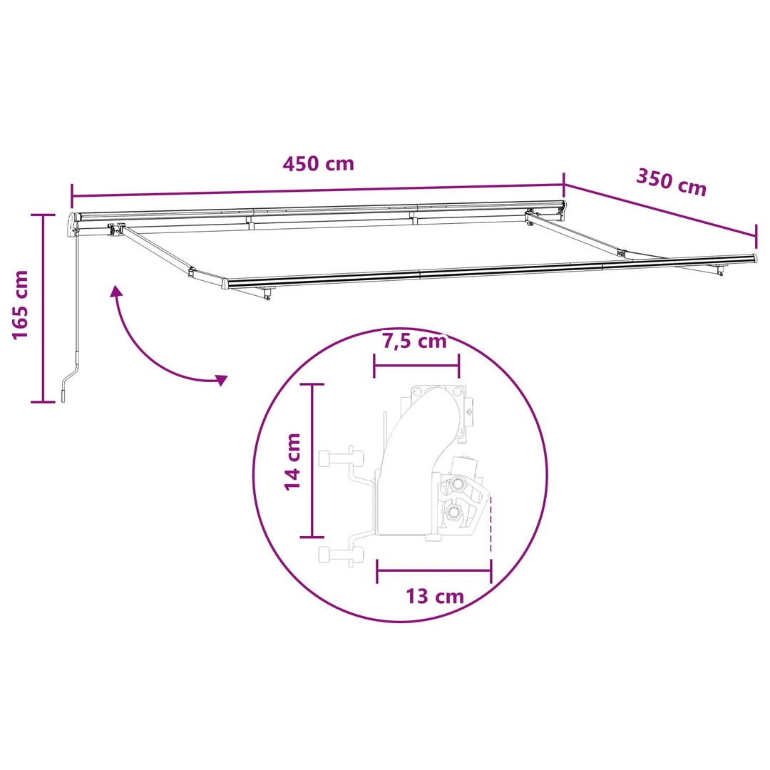 Utdragbar Markis Ljusgrå Och Vit. 450 × 350 Cm