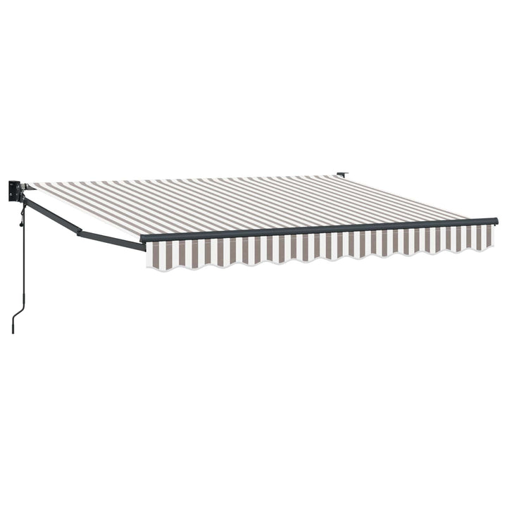 Utdragbar Markis Ljusgrå Och Vit. 5 X 3 M Polyester Och Metall