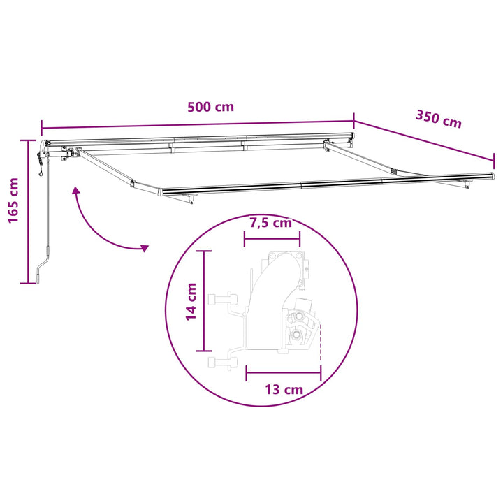 Utdragbar Markis Ljusgrå Och Vit. 500 × 350 Cm